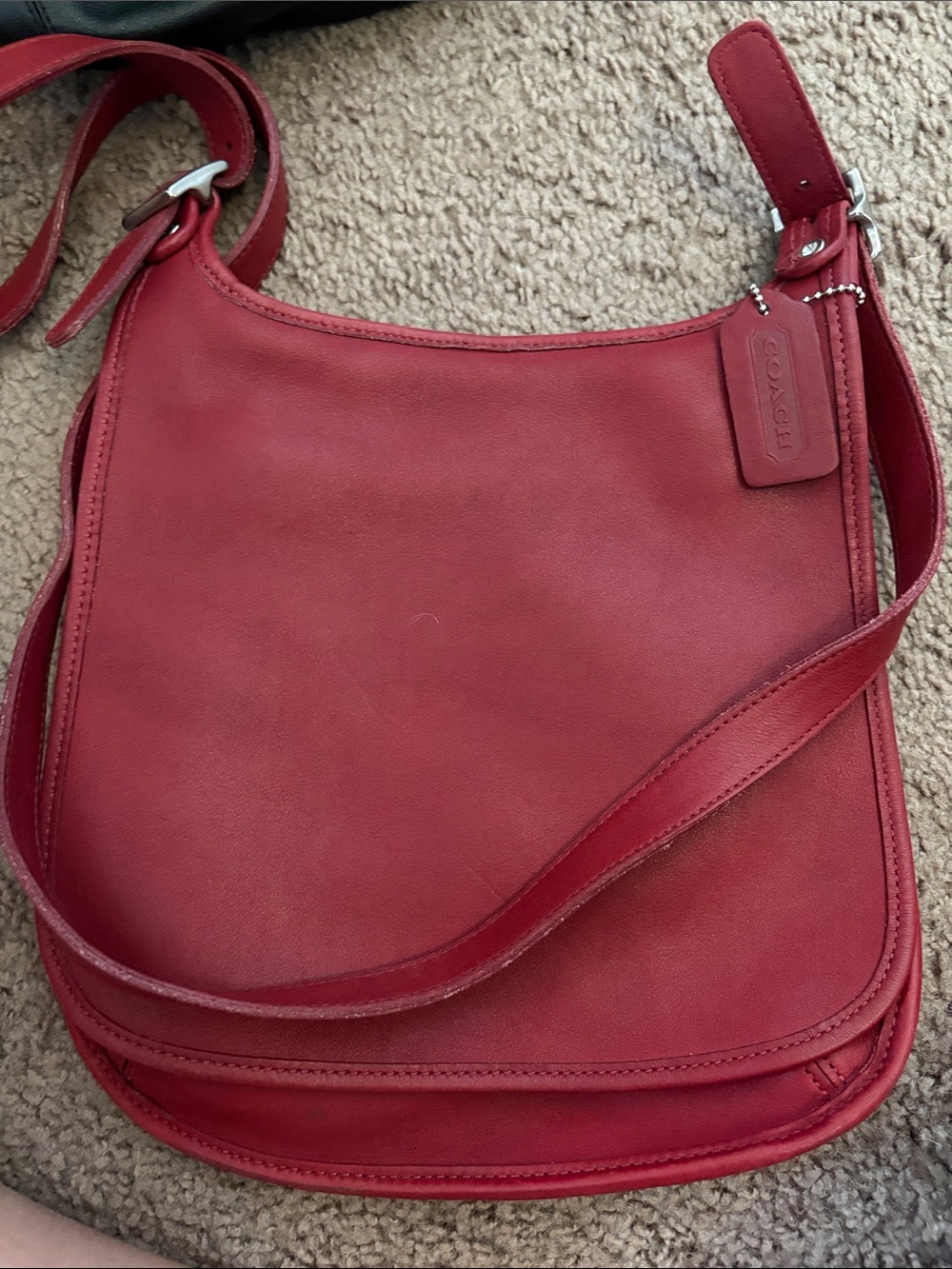 Coach Red Leather Shoulder Bag with Adjustable Strap